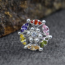 Asian Style Real Sterling Silver Multicolor CZ Women Nose Stud Push Pin - $21.99