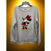 Disney Minnie Mouse Gray Sweatshirt Pullover 3D Embroidered Size XL - $23.36