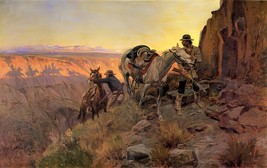 When Shadows Hint of Death by  C. Russell Western Cowboys Horses 36x24 Canvas  - £225.14 GBP