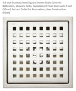 6 inch Square Shower Floor Drain with Flange steel Pattern Grate Stainle... - $24.39 CAD