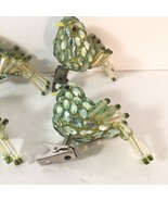 Set Of 4 Vintage Clip Bird Christmas Ornaments Jewelled Beaded Gold Soft... - £27.27 GBP