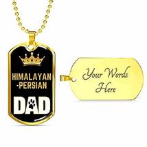 Cat Dad Gift Himalayan-Persian Cat Dad Necklace Engraved 18k Gold Dog Tag 24&quot; Ch - £47.72 GBP