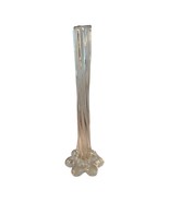 Vintage Blown Glass Clear Twisted Bud Vase Elephant Foot Base 11&quot; Tall - £10.13 GBP