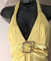Yellow Evening Gown Taboo Prom Halter Top Rhinestone Women&#39;s Medium  - £19.78 GBP