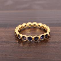 Natural Purple Amethyst Women Sterling Silver Full Eternity Band Ring Jewelry - £53.81 GBP