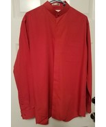 Bruno Conte Men&#39;s Red Dress Shirt With Band Collar Size Large Tall 36/37 - $14.55