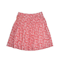 Burberry London Floral Skirt US 8 Red 100% Cotton Midi Pleated Flowy Tie - £29.43 GBP