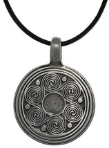 Jewelry Trends Pewter Celtic Triskele Spiral Viking Medallion Pendant Necklace 1 - £23.52 GBP