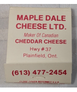 MAPLE DALE CHEESE PLAINFIELD ONTARIO CANADA VINTAGE MATCHBOOK COVER ADVE... - $17.81 CAD