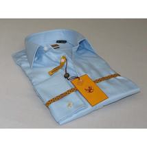 Mens 100% Egyptian Cotton Shirt French Cuffs Wrinkle resistance Enzo 61102 Blue image 12