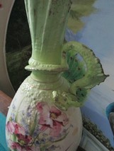 Antique German Austrian Art Nouveau Ceramic Flower Vase Dragon Handle 14&quot; - £213.64 GBP