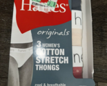 Hanes Ultimate 3-Pair Womens Thong Underwear Panties Cotton Originals (B... - £12.46 GBP