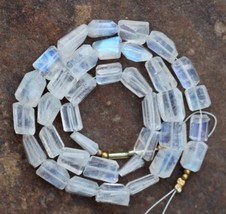 16 pieces faceted white rainbow moonstone nugget fancy gemstone beads 6 x 8--11  - £48.51 GBP