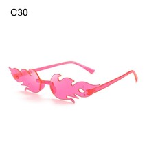 Trendy Fire Flame gles Wave Rimless Narrow Retro UV400 Streetwear Vintage Outdoo - £81.91 GBP