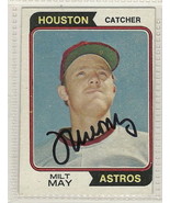 milt may signed autographed card 1974 topps WS Champ - £11.29 GBP
