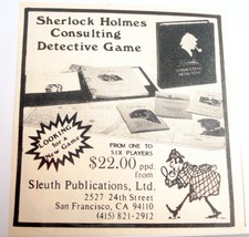 1983 Ad Sherlock Holmes Consulting Detective Game, Sleuth Pub., San Francisco - £6.26 GBP