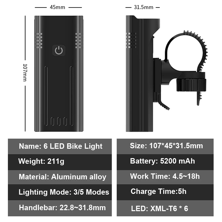 Sporting NEWBOLER Bike Light 3600 Lumens USB Chargeable Aluminum MTB Bicycle Lig - £43.78 GBP