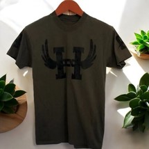 HE Hippo Esthetics above below army green tee T Shirt Men’s Size S Small - $19.79