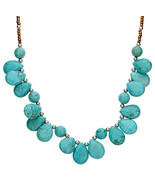 Turquoise Colored Stones Necklace Silver Balls  Free Shipping Fashion Jewelery - $9.89