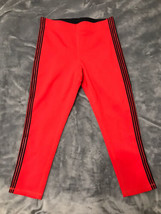Kendall &amp; Kylie Red Leggings  Sz L Activewear High Waist Black Stripes Cropped - £9.55 GBP