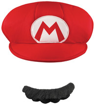 Mario Adult Hat &amp; Mustache (One Size Adult) - £78.96 GBP