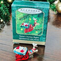 Hallmark Miniature Ornament 2000 Santa's Journey Begins &amp; His Reindeer K... - $6.87