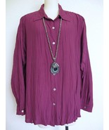 Coldwater Creek Rayon &amp; Silk Crinkle Long Sleeve Blouse Top 1X Violet Pu... - $656.03 MXN