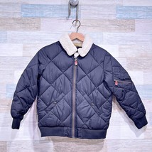 GAP Kids Sherpa Collar Quilted Bomber Jacket Black Insulated Boys Medium 8 - $34.64