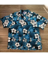 Vintage 80s RJC Aloha Hawaiian Shirt Flowers Floral Aqua Size XL Made In... - £59.07 GBP