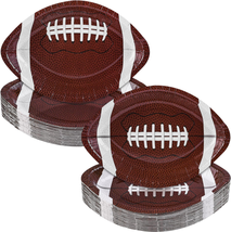 Durony 50 Pieces Football Paper Plates Disposable Football Shaped Plates... - $21.04