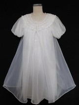Vintage 60s Gotham 2 pc Peignoir Set S Bridal White Sheer Chiffon Lace Smocked - £64.13 GBP