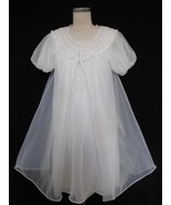 Vintage 60s Gotham 2 pc Peignoir Set S Bridal White Sheer Chiffon Lace Smocked - $79.99