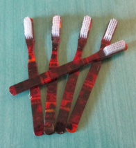 Set Of 5 Alan Stuart Rare Vintage Toothbrushes - Brown, Red, Yellow Designs -NOS - £10.21 GBP