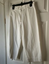 Mountain Lake Cropped Pants Solid White Denim 100% Cotton Pockets Size 8... - £10.02 GBP
