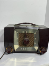 Vintage 1950s Zenith Tube AM Radio Gold Front Parts Needs Repair Model S... - $43.55