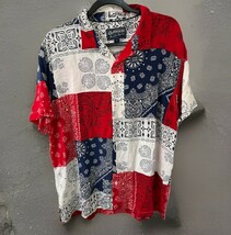 American Rag Bandana Button Down Short Sleeve Shirt Men&#39;s Size XL red bl... - $17.81