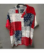 American Rag Bandana Button Down Short Sleeve Shirt Men&#39;s Size XL red bl... - $17.81