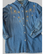 Saint Germain Denim Shirt Womens Petite Medium Long Sleeve Button Up 90s... - $21.44