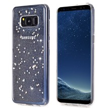 For Samsung Galaxy S8+ Plus - Soft Rubber Case Transparent Clear Glitter Stars - £11.00 GBP