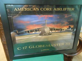 Great Wood Framed Picture-AMERICA&#39;S Core Airlifter C-17 Boeing Globe Master - £19.14 GBP