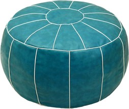 The Zefen Decorative Pouf Foot Stool Round Unstuffed Leather Ottoman Cushion - £35.93 GBP