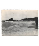 France Biarritz Lighthouse Grande Plage Beach Elce Glossy RPPC Postcard 4X6 - £3.98 GBP