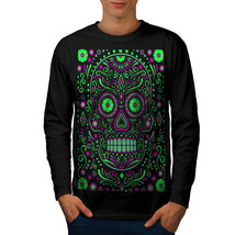 Wellcoda Skull Acid Art Mens Long Sleeve T-shirt, Zombie Graphic Design - £18.26 GBP