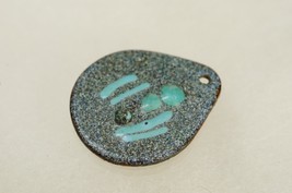 Vintage Costume Jewelry Supply Copper Enamel Aqua Blue Teardrop Pendant ... - $12.86