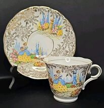 Vintage Colclough Bone China Cup &amp; Saucer Lady in Yellow and Blue Chintz... - $83.37 CAD