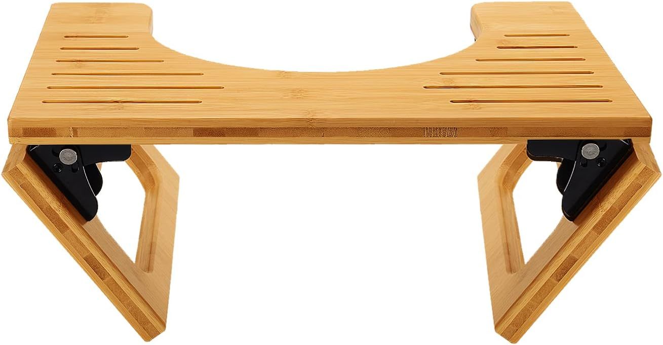 Amazerbath 7&quot; Bamboo Toilet Seat For Bathroom, Foldable Poop, Natural Color - $40.93