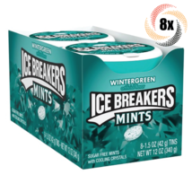 Full Box 8x Tin Ice Breakers Wintergreen | 50 Mints Per Tin | 1.5oz | Su... - £25.33 GBP
