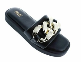 H2K Chain Black Fashion Comfort Soft Slides Flip Flops Sandals  Open Toe... - $29.89