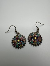 Vintage Colorful Rhinestone Dangle Earrings 3.8cm - £6.31 GBP