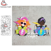 Rockstar Boy Girl Drummer Metal Cutting Dies Scrapbooking Stencil Card C... - $9.55